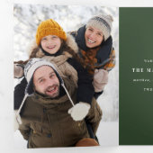 Multi foto waterverf bloemmotief + kerst blad drieluik wenskaart (Binnenzijde eerst)