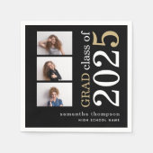 Multi foto White Gold Text Black 2023 Graduation Servet (Voorkant)