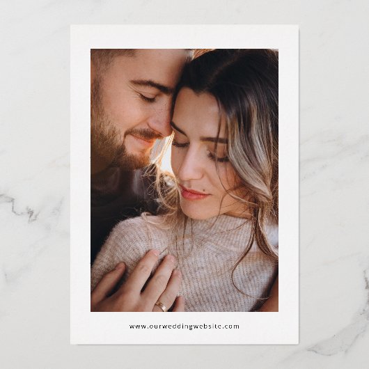 Multi Foto | Wit en Roos Goud Save the Date Folie Uitnodiging (Achterkant)