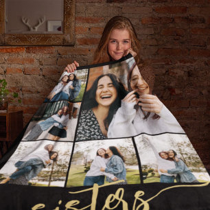 Multi foto zusters script cadeau voor zus fleece deken