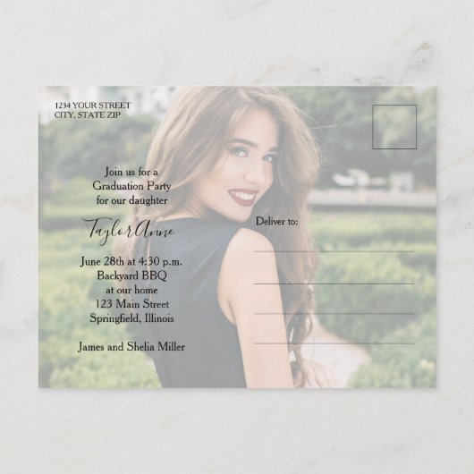 Multi Foto Zwart Graduation Party uitnodiging (Achterkant)