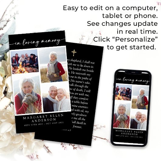 Multi Fotocollage Begrafenis Kaart