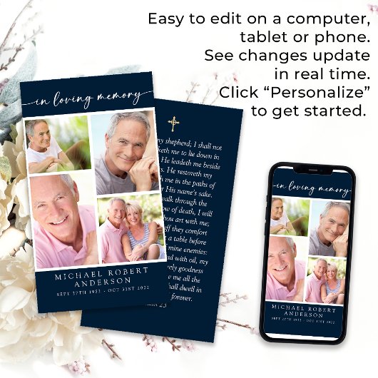 Multi Fotocollage Begrafenis Kaart