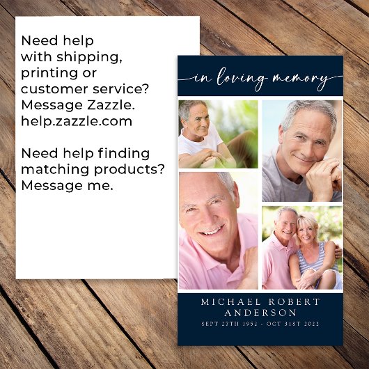 Multi Fotocollage Begrafenis Kaart