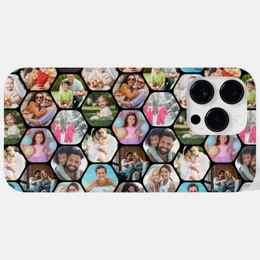 Multi-fotocollage Eenvoudig modern zeshoekpatroon Case-Mate iPhone Case (Achterkant (horizontaal))