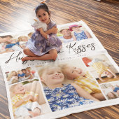 Multi Fotocollage Hugs & Kisses Familie Fleece Deken