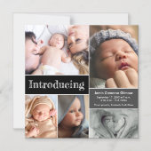 Multi fotocollage Introductie baby geboorte Magnet Magnetische Uitnodiging (Voorkant)