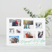 Multi Fotocollage Kerstmis Groen Elegant Gelukkig Feestdagenkaart (Staand voorkant)
