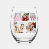 Multi-fotocollage met aangepaste naam wijnglas zonder voet (Voorkant)