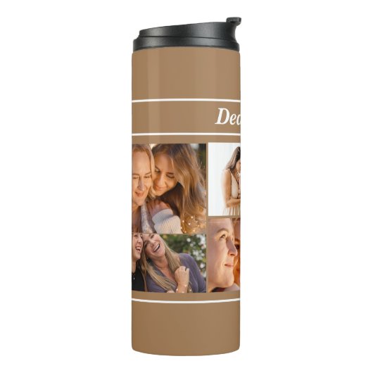 Multi Fotocollage Moderne gepersonaliseerde moeder Thermosbeker (Gedraaid links)