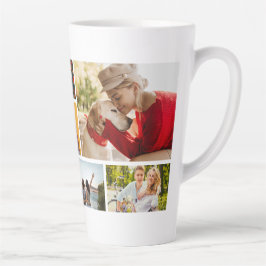 Multi-fotocollage Moderne Gepersonaliseerde Naam Latte Mok