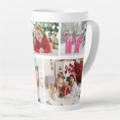 Multi-fotocollage Moderne Gepersonaliseerde Naam Latte Mok (Rechterhoek)