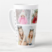 Multi-fotocollage Moderne Gepersonaliseerde Naam Latte Mok (Linkerhoek)