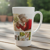 Multi-fotocollage Moderne Gepersonaliseerde Naam Latte Mok
