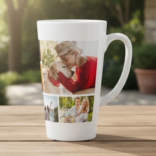 Multi-fotocollage Moderne Gepersonaliseerde Naam Latte Mok