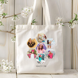 Multi-fotocollage Moderne Gepersonaliseerde naam Tote Bag