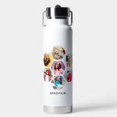 Multi-fotocollage Moderne Gepersonaliseerde naam  Waterfles (Voorkant)