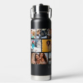 Multi-fotocollage Moderne Gepersonaliseerde Naam Waterfles (Voorkant)