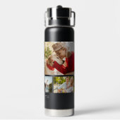 Multi-fotocollage Moderne Gepersonaliseerde Naam Waterfles (Achterkant)