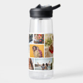 Multi-fotocollage Moderne Gepersonaliseerde Naam Waterfles (Links)