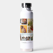 Multi-fotocollage Moderne Gepersonaliseerde Naam Waterfles (Links)