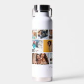 Multi-fotocollage Moderne Gepersonaliseerde Naam Waterfles (Voorkant)
