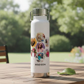 Multi-fotocollage Moderne Gepersonaliseerde naam  Waterfles