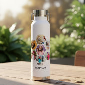Multi-fotocollage Moderne Gepersonaliseerde Naam Waterfles