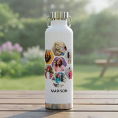 Multi-fotocollage Moderne Gepersonaliseerde Naam Waterfles