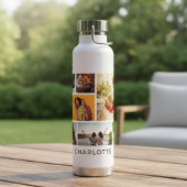 Multi-fotocollage Moderne Gepersonaliseerde Naam Waterfles