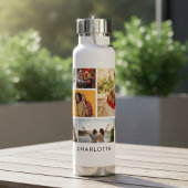 Multi-fotocollage Moderne Gepersonaliseerde Naam Waterfles