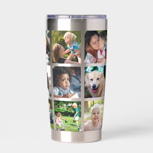 Multi fotocollage monogram gepersonaliseerd modern geïsoleerde drinkbeker (Achterkant)