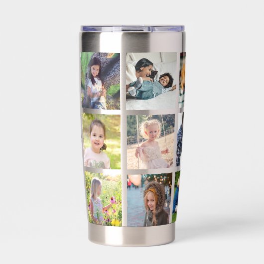 Multi fotocollage monogram gepersonaliseerd modern geïsoleerde drinkbeker (Voorkant)