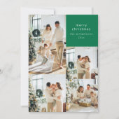 Multi Fotocollage Retro Groen Patroon Kerstmis Feestdagenkaart (Voorkant)
