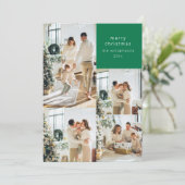 Multi Fotocollage Retro Groen Patroon Kerstmis Feestdagenkaart (Staand voorkant)
