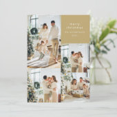 Multi Fotocollage Retro Zwart Goud Kerstmis Feestdagenkaart (Staand voorkant)