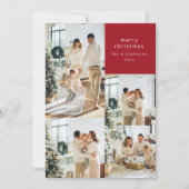 Multi Fotocollage Rode Baubles Retro Kerstmis Feestdagenkaart (Voorkant)