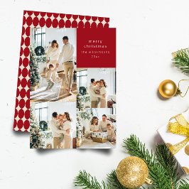 Multi Fotocollage Rode Baubles Retro Kerstmis Feestdagenkaart