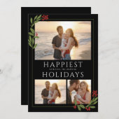 MULTI-FOTOKAART MET KERSTRANDGEBLADERTE FEESTDAGENKAART (Voorkant / Achterkant)