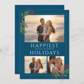 MULTI-FOTOKAART MET KERSTRANDGEBLADERTE FEESTDAGENKAART (Voorkant / Achterkant)