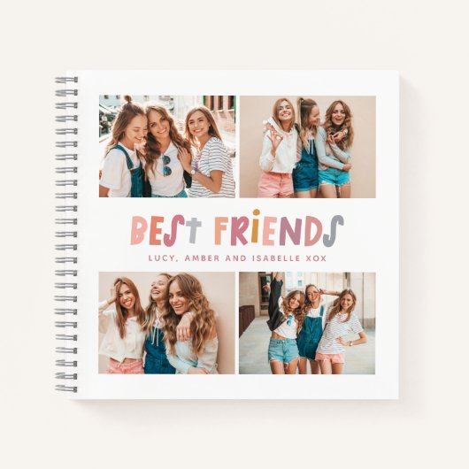 Multi foto's kleurrijke leuke typografie beste vri notitieboek (Voorkant)