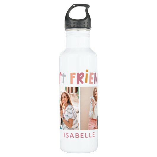 Multi foto's kleurrijke leuke typografie beste vri waterfles  (Voorkant)