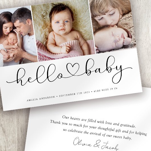 Multi-fotoscript met hart Nieuwe baby-fotokaart Aankondiging