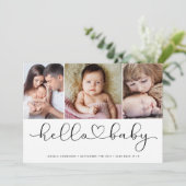 Multi-fotoscript met hart Nieuwe baby-fotokaart Aankondiging (Staand voorkant)