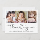 Multi Fotoscript met hart nieuwe baby foto's Bedankkaart (Voorkant)