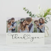 Multi-fotoscript met Heart Weddenfoto Bedankkaart (Staand voorkant)
