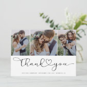 Multi-fotoscript met Heart Weddenfoto Bedankkaart (Staand voorkant)