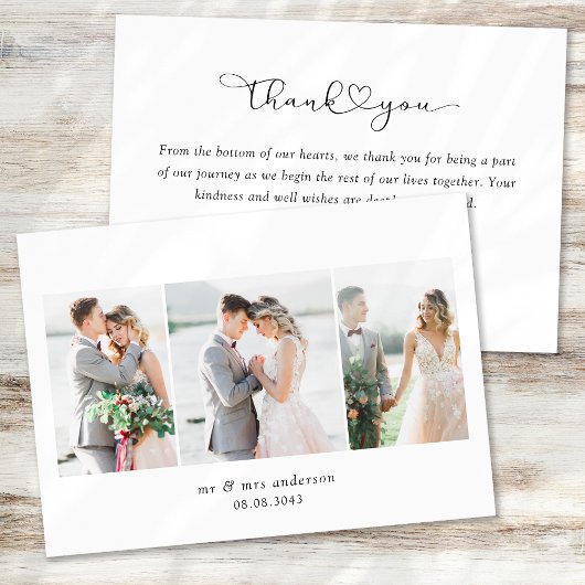 Multi-fotoscript met Heart Weddenfoto Bedankkaart