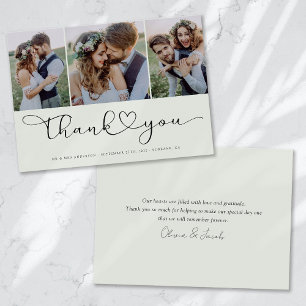 Multi-fotoscript met Heart Weddenfoto Bedankkaart