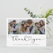 Multi-fotoscript met Heart Weddenfoto Bedankkaart (Staand voorkant)